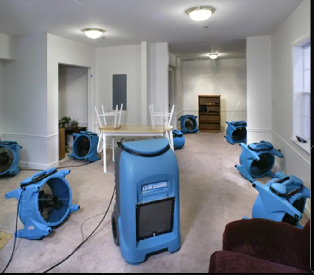 Air movers and dehumidifier setup for Water Extraction & Removal in Maquoketa